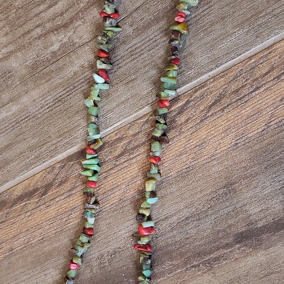 Vintage Vtg Native American Navajo Unakite Nugget Adjustable Length Necklace - Picture 7 of 13